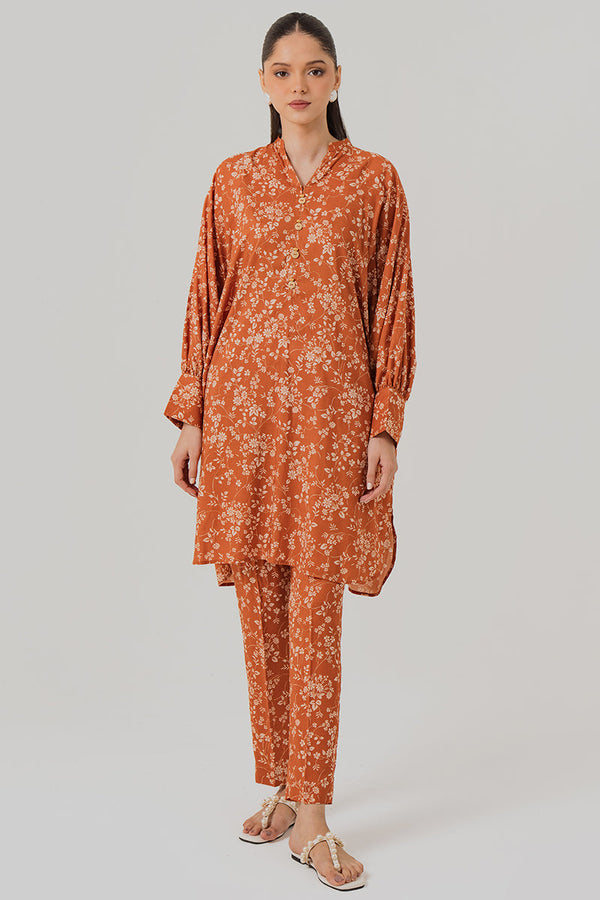 Cross Stitch | Daily Wear | RUST FLORA by Cross Stitch - Designer Dress - Type: Casuals - Available at Libayah - 100% Original