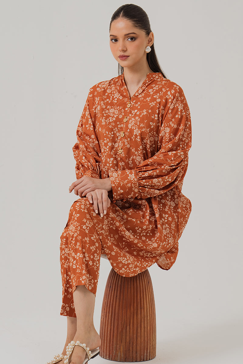 Cross Stitch | Daily Wear | RUST FLORA by Cross Stitch - Designer Dress - Type: Casuals - Available at Libayah - 100% Original