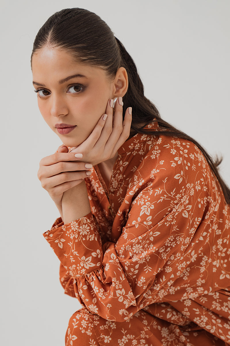 Cross Stitch | Daily Wear | RUST FLORA by Cross Stitch - Designer Dress - Type: Casuals - Available at Libayah - 100% Original