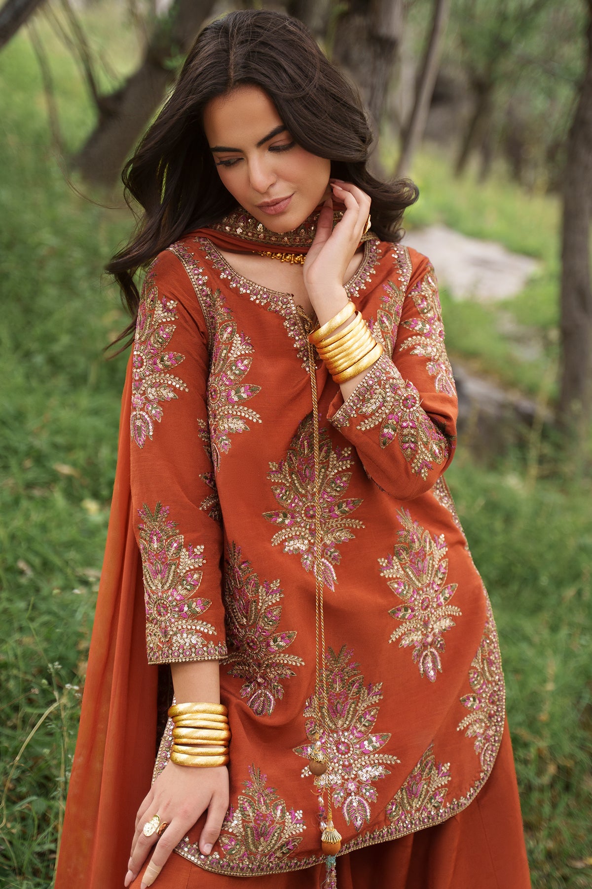 Charizma | Festive Pret | 3-PC Embroidered Raw Silk CMA-6-441 by Charizma - Designer Dress  - Type : Ladies Clothes - Available at Libayah - 100% Original 