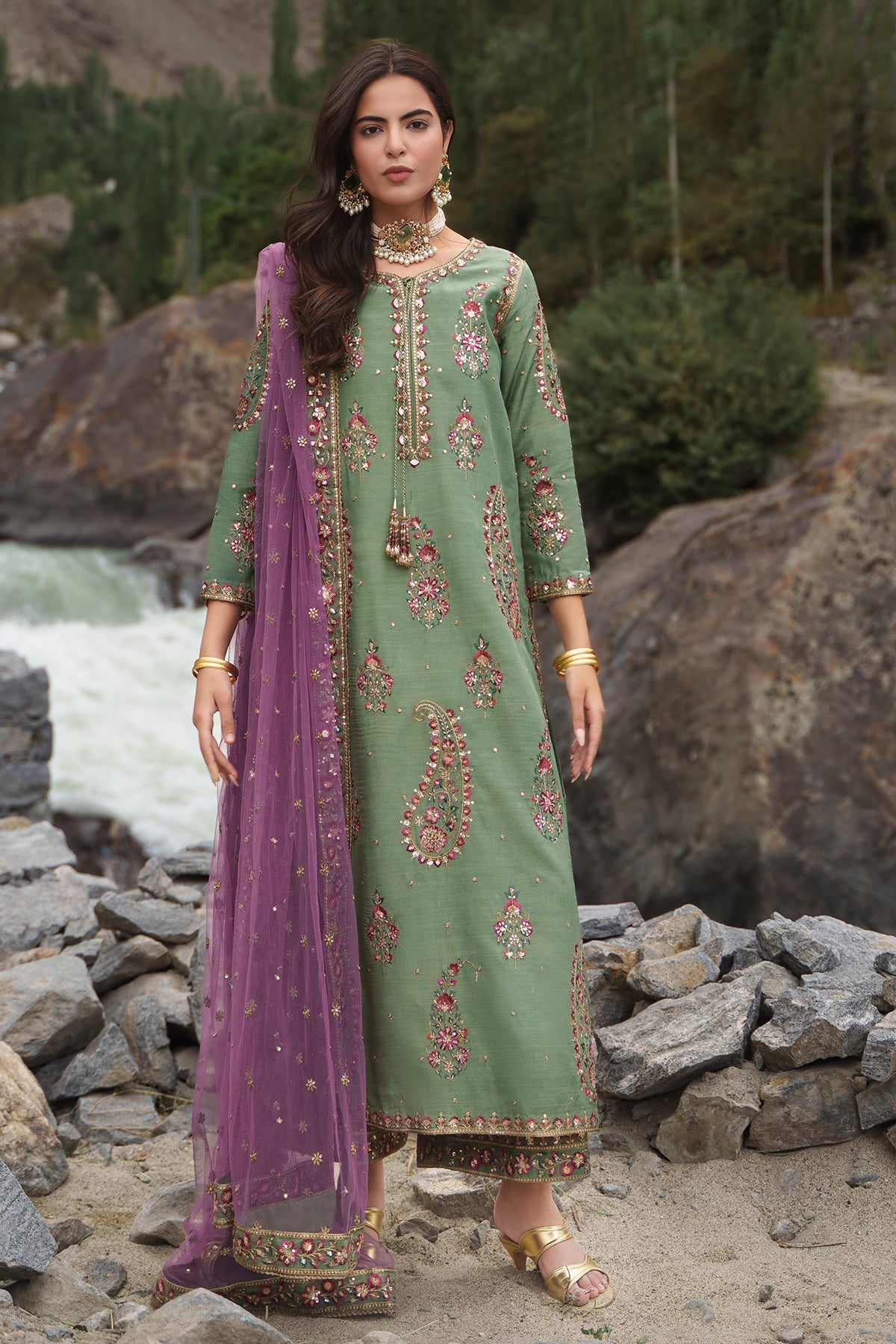 Charizma | Festive Pret | Embroidered Raw Silk CMA-6-446 by Charizma - Designer Dress  - Type : Ladies Clothes - Available at Libayah - 100% Original 