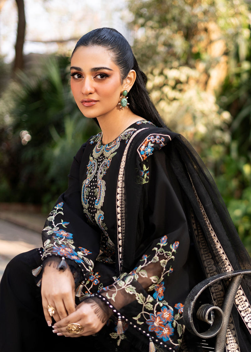 Fozia Khalid | Blossom Festive Lawn 25 | Black viola by Fozia Khalid - Designer Dress - Type: Ladies Clothes - Available at Libayah - 100% Original