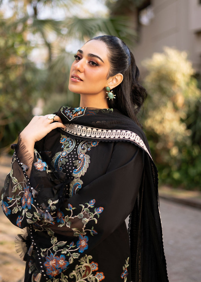 Fozia Khalid | Blossom Festive Lawn 25 | Black viola by Fozia Khalid - Designer Dress - Type: Ladies Clothes - Available at Libayah - 100% Original