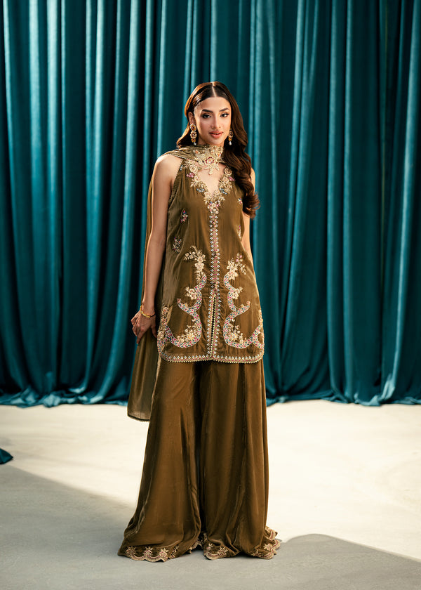Umsha | Velvet Code | Olive Whisper by Umsha - Designer Dress  - Type : Ladies Clothes - Available at Libayah - 100% Original 