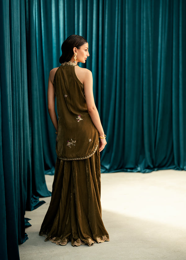 Umsha | Velvet Code | Olive Whisper by Umsha - Designer Dress  - Type : Ladies Clothes - Available at Libayah - 100% Original 