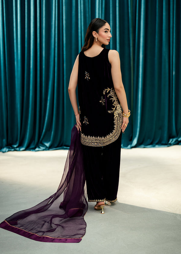 Umsha | Velvet Code | Plum Echo by Umsha - Designer Dress  - Type : Ladies Clothes - Available at Libayah - 100% Original 