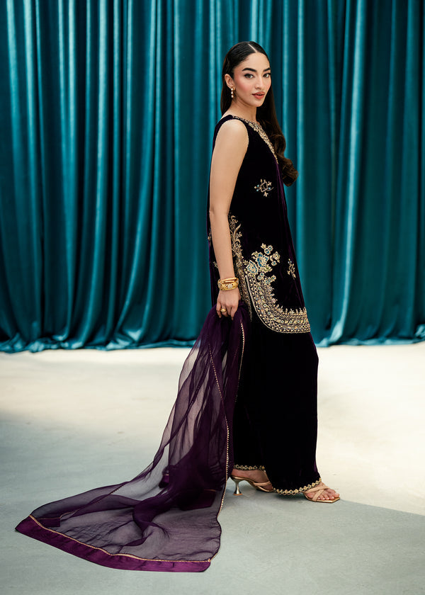 Umsha | Velvet Code | Plum Echo by Umsha - Designer Dress  - Type : Ladies Clothes - Available at Libayah - 100% Original 