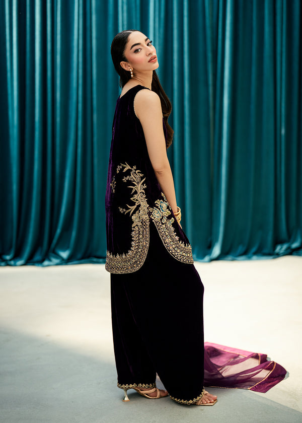 Umsha | Velvet Code | Plum Echo by Umsha - Designer Dress  - Type : Ladies Clothes - Available at Libayah - 100% Original 
