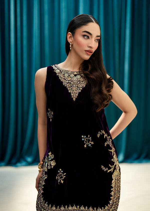 Umsha | Velvet Code | Plum Echo by Umsha - Designer Dress  - Type : Ladies Clothes - Available at Libayah - 100% Original 
