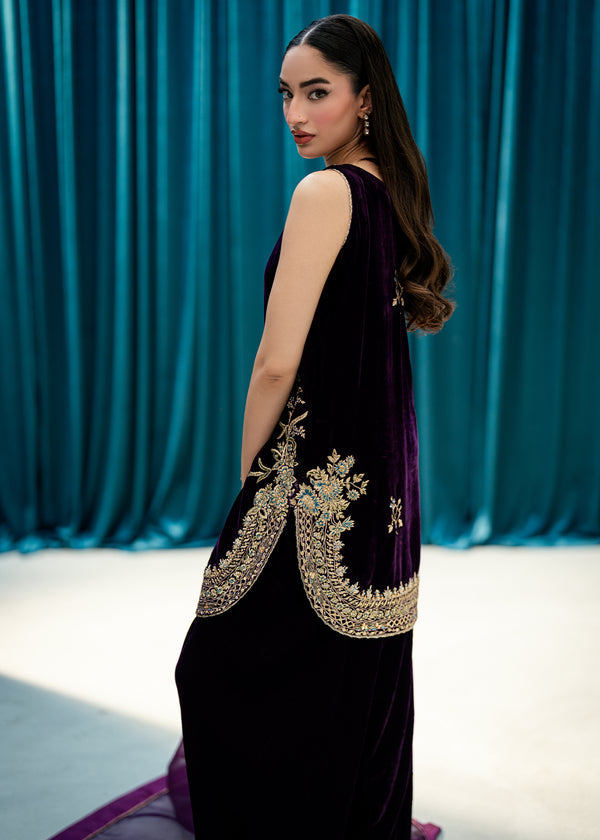 Umsha | Velvet Code | Plum Echo by Umsha - Designer Dress  - Type : Ladies Clothes - Available at Libayah - 100% Original 