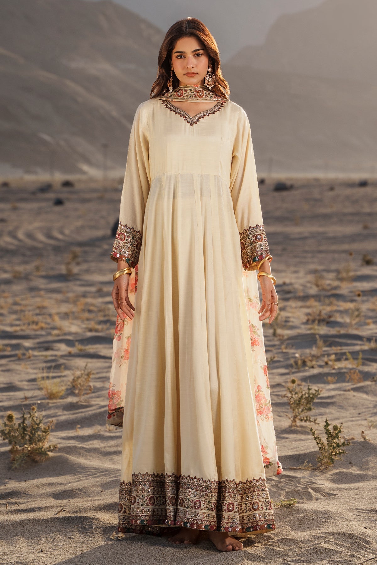 Charizma | Festive Pret | 3 Pcs Stitched Raw Silk Pishwas CMA-6-430-OFF WHITE by Charizma - Designer Dress  - Type : Ladies Clothes - Available at Libayah - 100% Original 