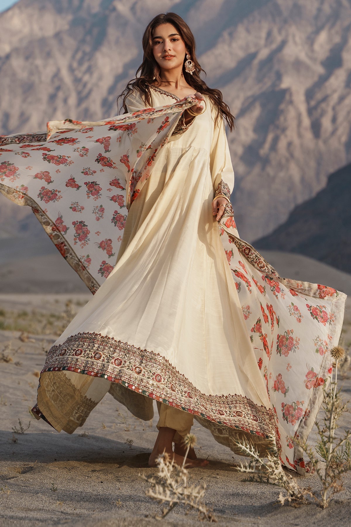 Charizma | Festive Pret | 3 Pcs Stitched Raw Silk Pishwas CMA-6-430-OFF WHITE by Charizma - Designer Dress  - Type : Ladies Clothes - Available at Libayah - 100% Original 