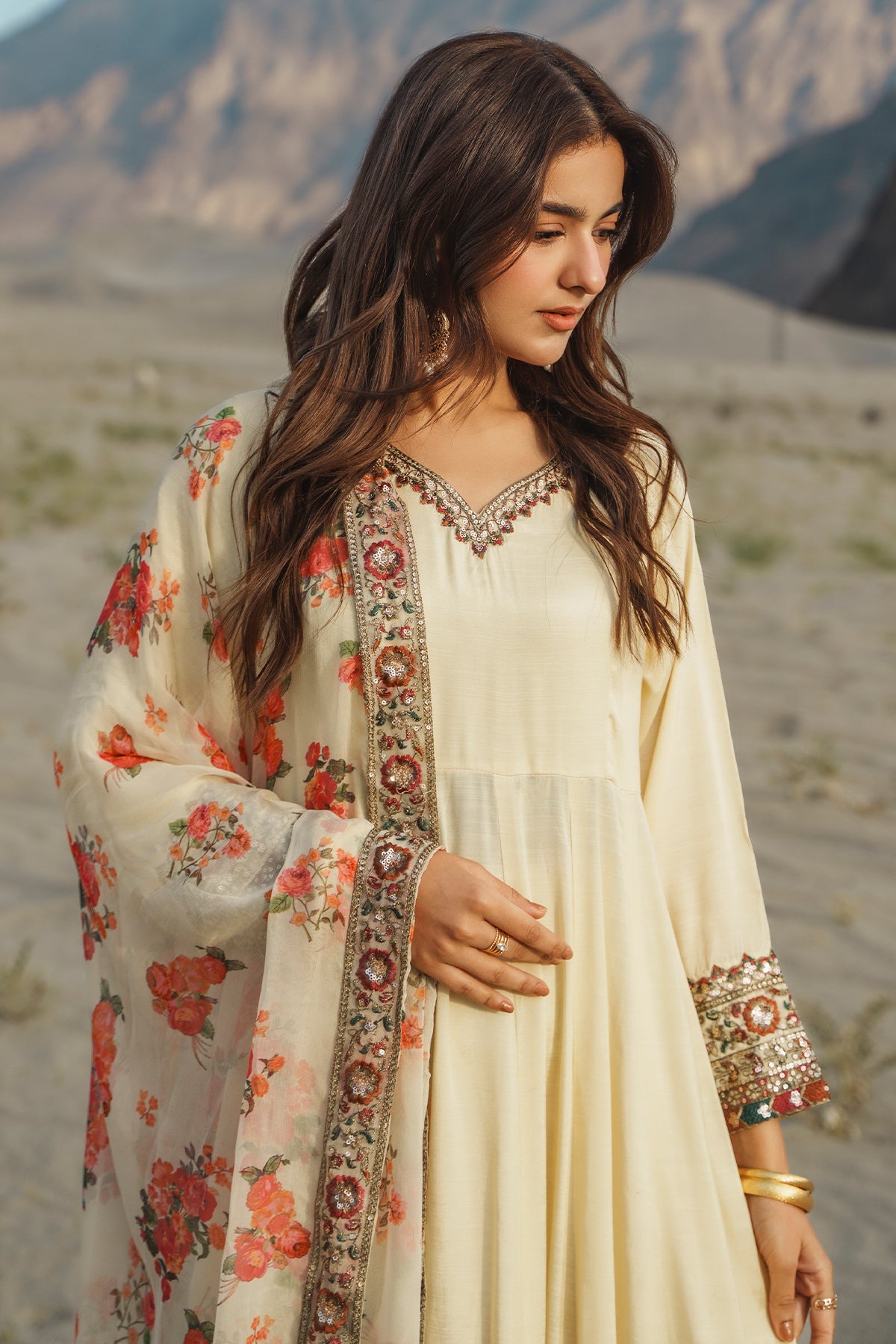 Charizma | Festive Pret | 3 Pcs Stitched Raw Silk Pishwas CMA-6-430-OFF WHITE by Charizma - Designer Dress  - Type : Ladies Clothes - Available at Libayah - 100% Original 