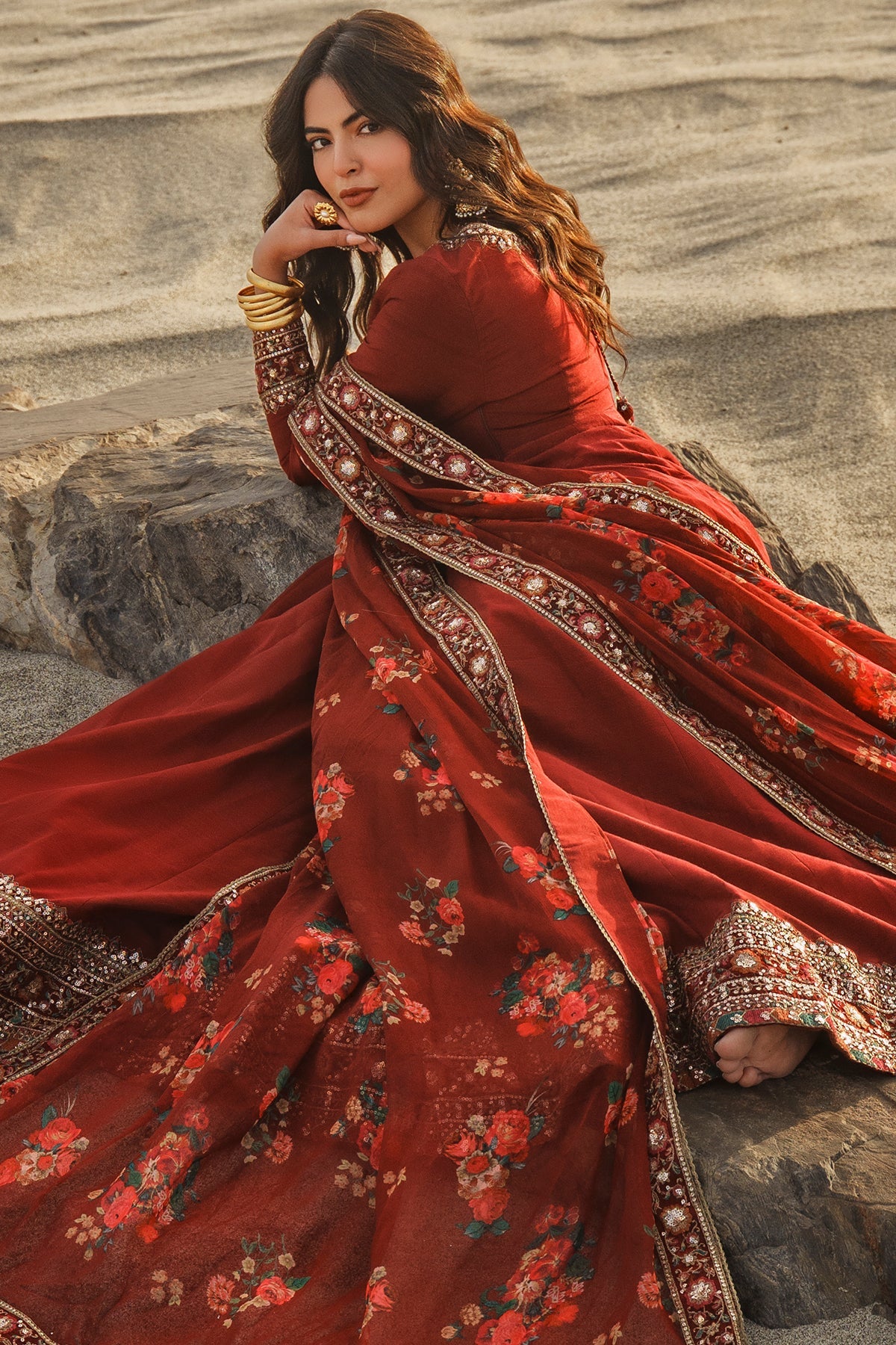 Charizma | Festive Pret | 3 Pcs Stitched Raw Silk Pishwas CMA-6-430-Mehroon by Charizma - Designer Dress  - Type : Ladies Clothes - Available at Libayah - 100% Original 