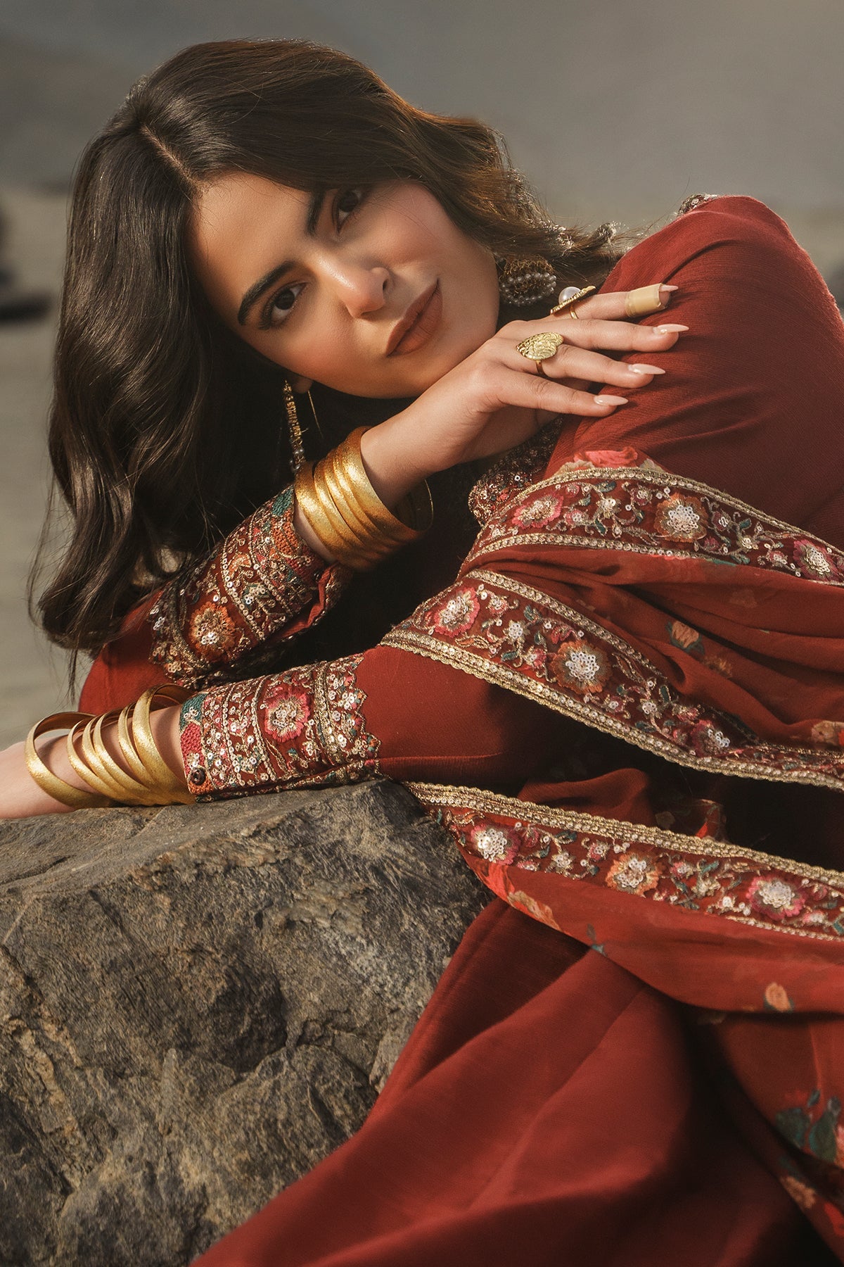 Charizma | Festive Pret | 3 Pcs Stitched Raw Silk Pishwas CMA-6-430-Mehroon by Charizma - Designer Dress  - Type : Ladies Clothes - Available at Libayah - 100% Original 