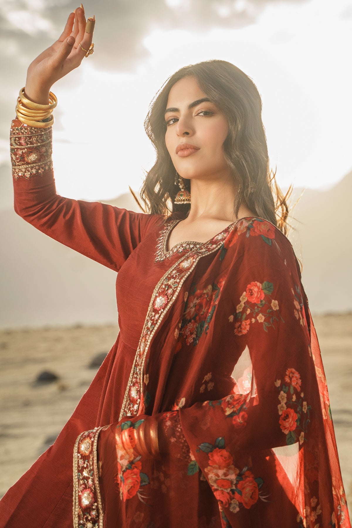 Charizma | Festive Pret | 3 Pcs Stitched Raw Silk Pishwas CMA-6-430-Mehroon by Charizma - Designer Dress  - Type : Ladies Clothes - Available at Libayah - 100% Original 