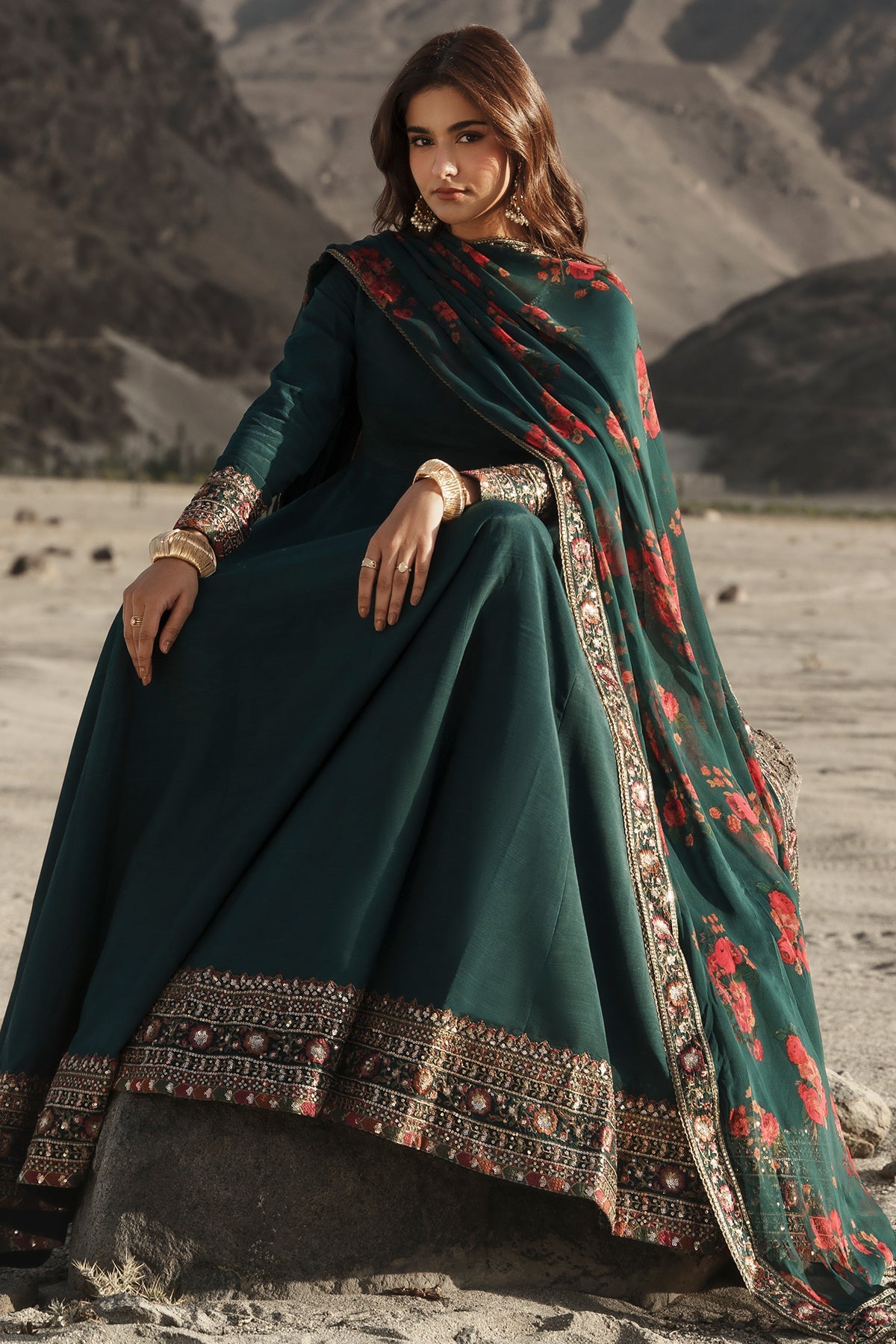Charizma | Festive Pret | 3 Pcs Stitched Raw Silk Pishwas CMA-6-430-T-Green by Charizma - Designer Dress  - Type : Ladies Clothes - Available at Libayah - 100% Original 