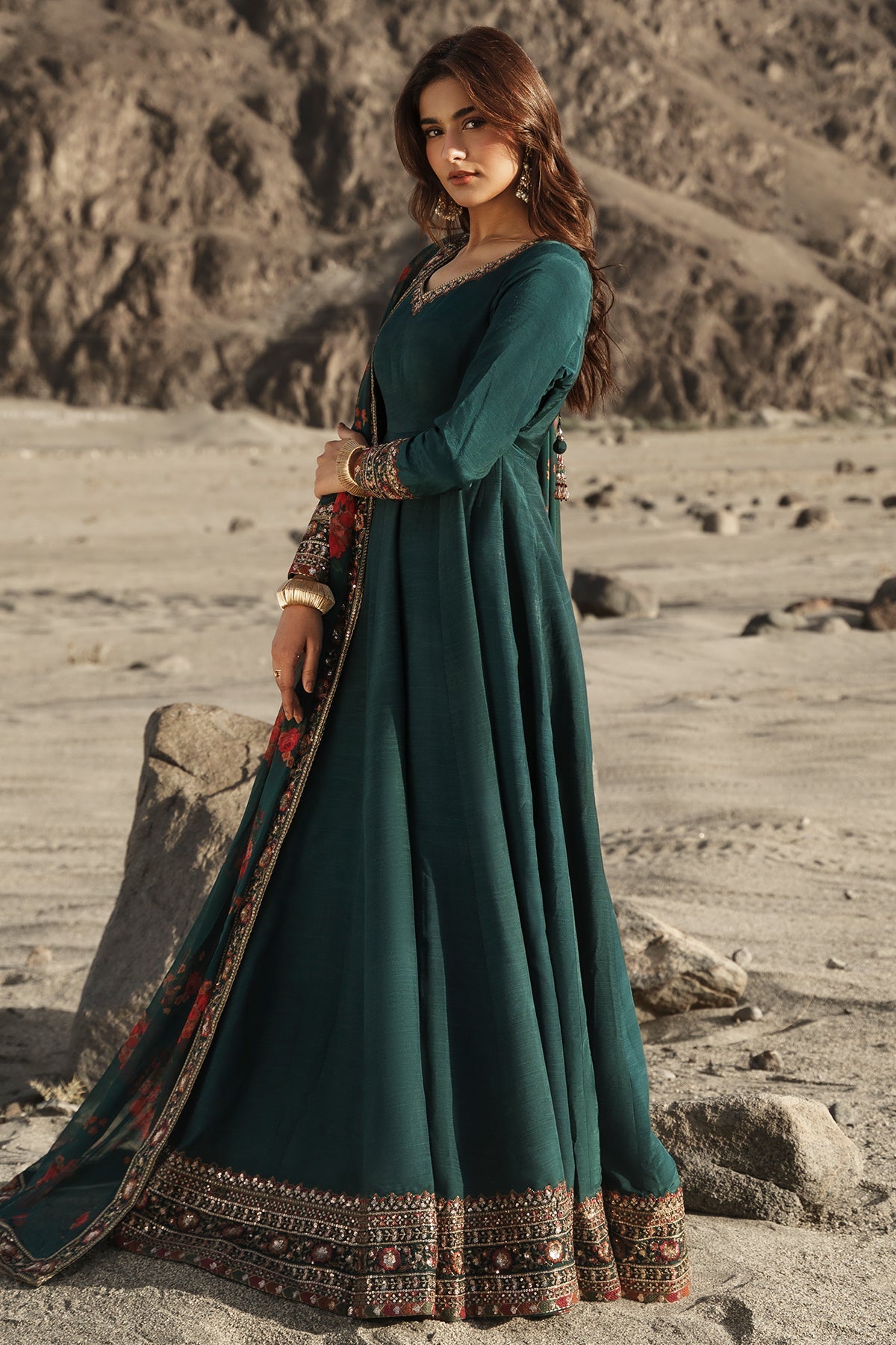 Charizma | Festive Pret | 3 Pcs Stitched Raw Silk Pishwas CMA-6-430-T-Green by Charizma - Designer Dress  - Type : Ladies Clothes - Available at Libayah - 100% Original 