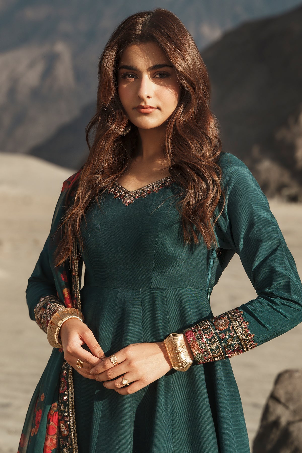 Charizma | Festive Pret | 3 Pcs Stitched Raw Silk Pishwas CMA-6-430-T-Green by Charizma - Designer Dress  - Type : Ladies Clothes - Available at Libayah - 100% Original 