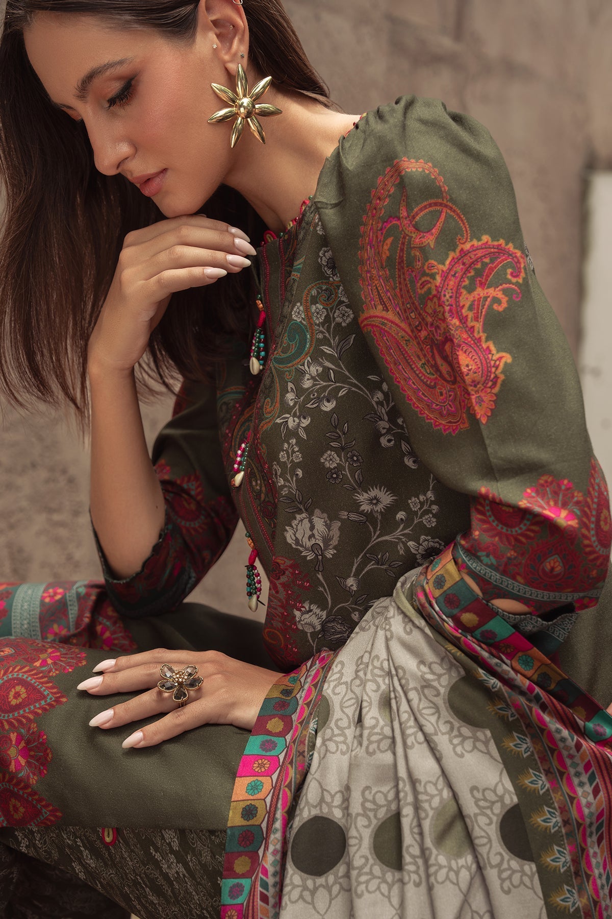 Charizma | C Prints Winter 25 |  3-PC Unstitched Printed Linen Collection CPW5-05 by Charizma - Designer Dress  - Type : Ladies Clothes - Available at Libayah - 100% Original 