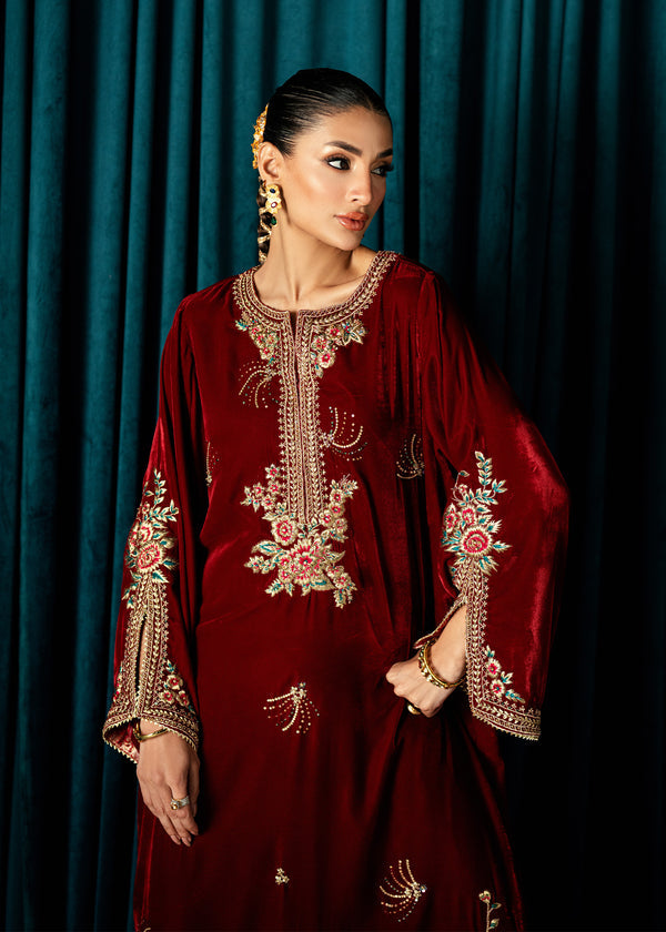 Umsha | Velvet Code | Red Solace by Umsha - Designer Dress  - Type : Ladies Clothes - Available at Libayah - 100% Original 