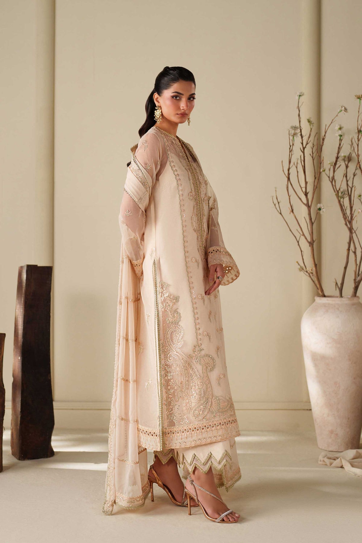 Akbar Aslam | Formal Pret | Taupe by Akbar Aslam - Designer Dress  - Type : Ladies Clothes - Available at Libayah - 100% Original 