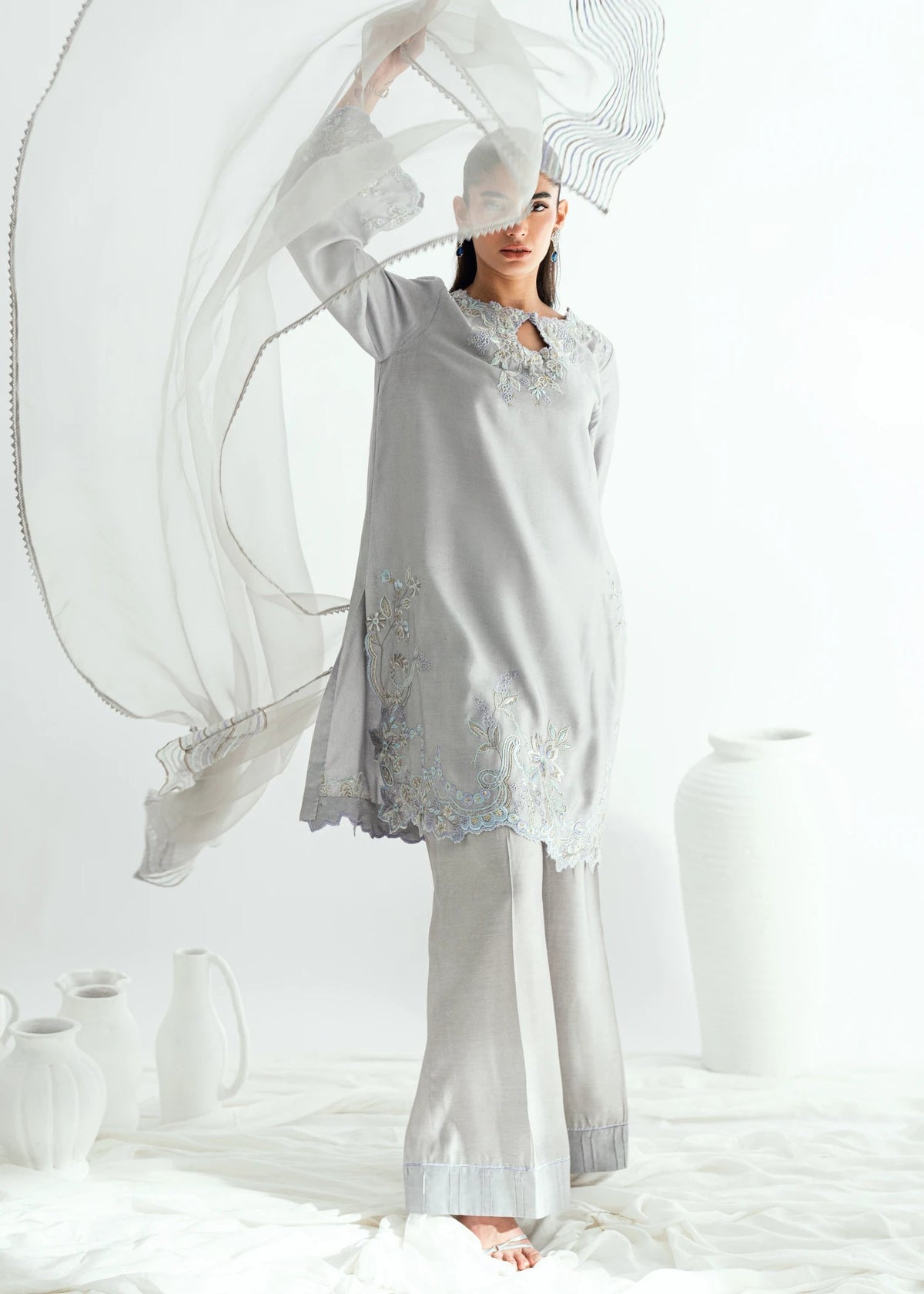 Umsha | Jardin De Luxe | Silver Mist by Umsha - Designer Dress  - Type : Ladies Clothes - Available at Libayah - 100% Original 
