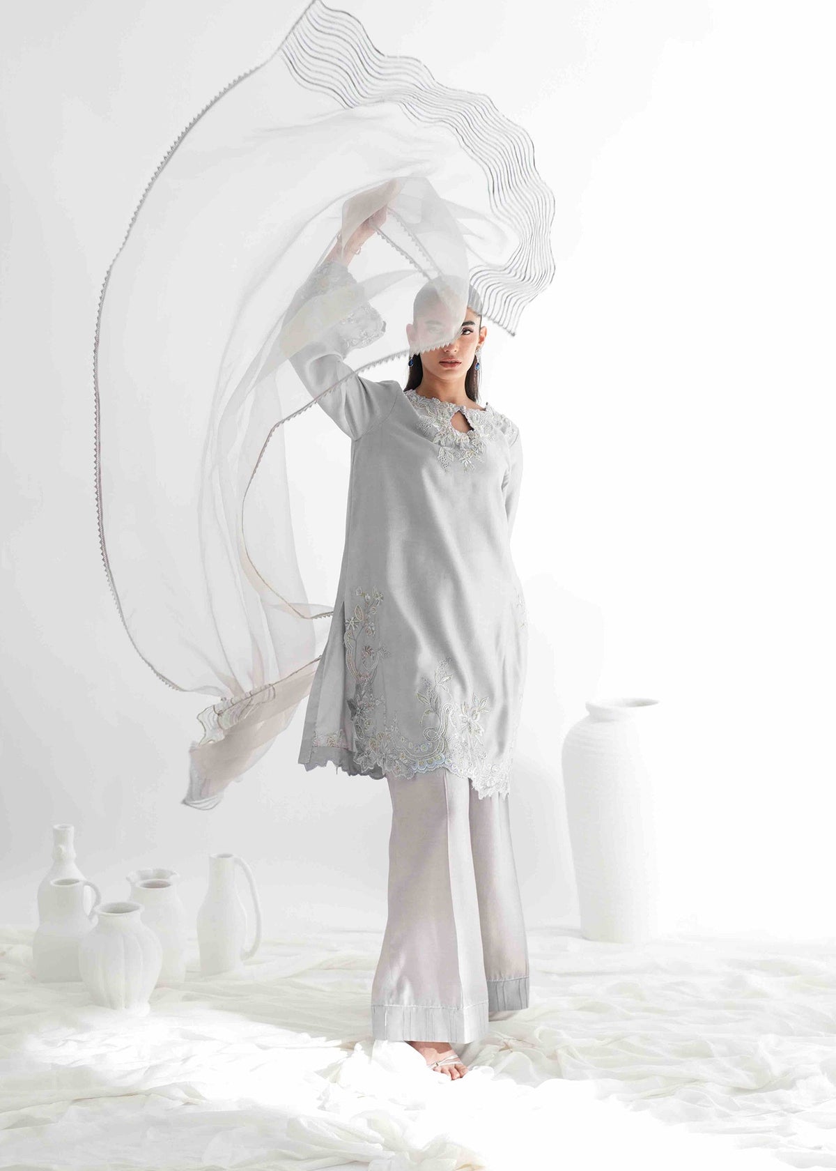 Umsha | Jardin De Luxe | Silver Mist by Umsha - Designer Dress  - Type : Ladies Clothes - Available at Libayah - 100% Original 