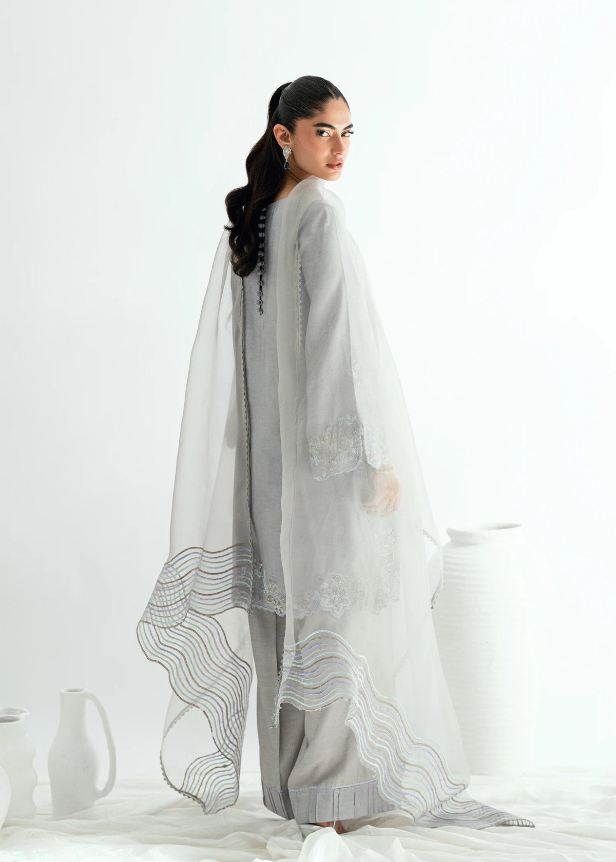 Umsha | Jardin De Luxe | Silver Mist by Umsha - Designer Dress  - Type : Ladies Clothes - Available at Libayah - 100% Original 