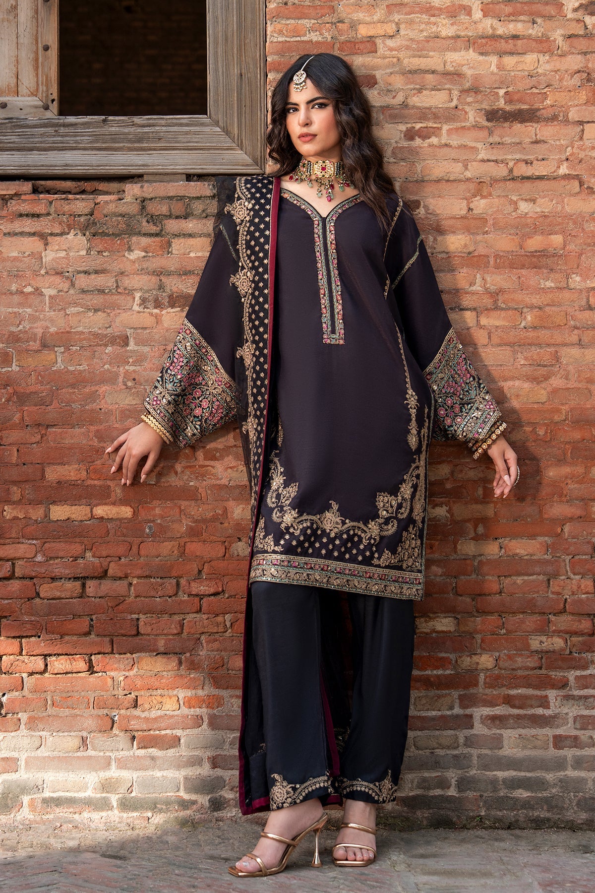 Charizma | Festive Pret | 3-PC Embroidered Raw Silk CMA-6-383 by Charizma - Designer Dress  - Type : Ladies Clothes - Available at Libayah - 100% Original 