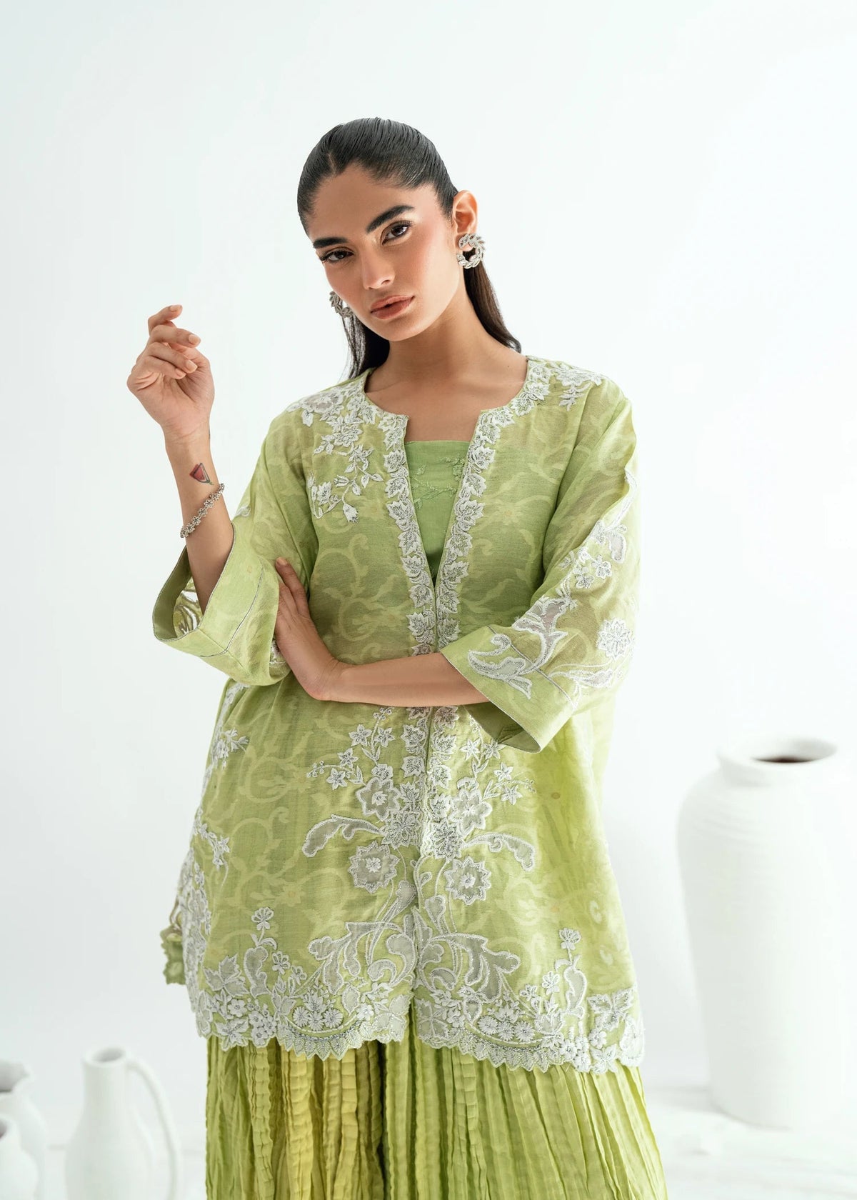 Umsha | Jardin De Luxe | Pistachio Mist by Umsha - Designer Dress  - Type : Ladies Clothes - Available at Libayah - 100% Original 