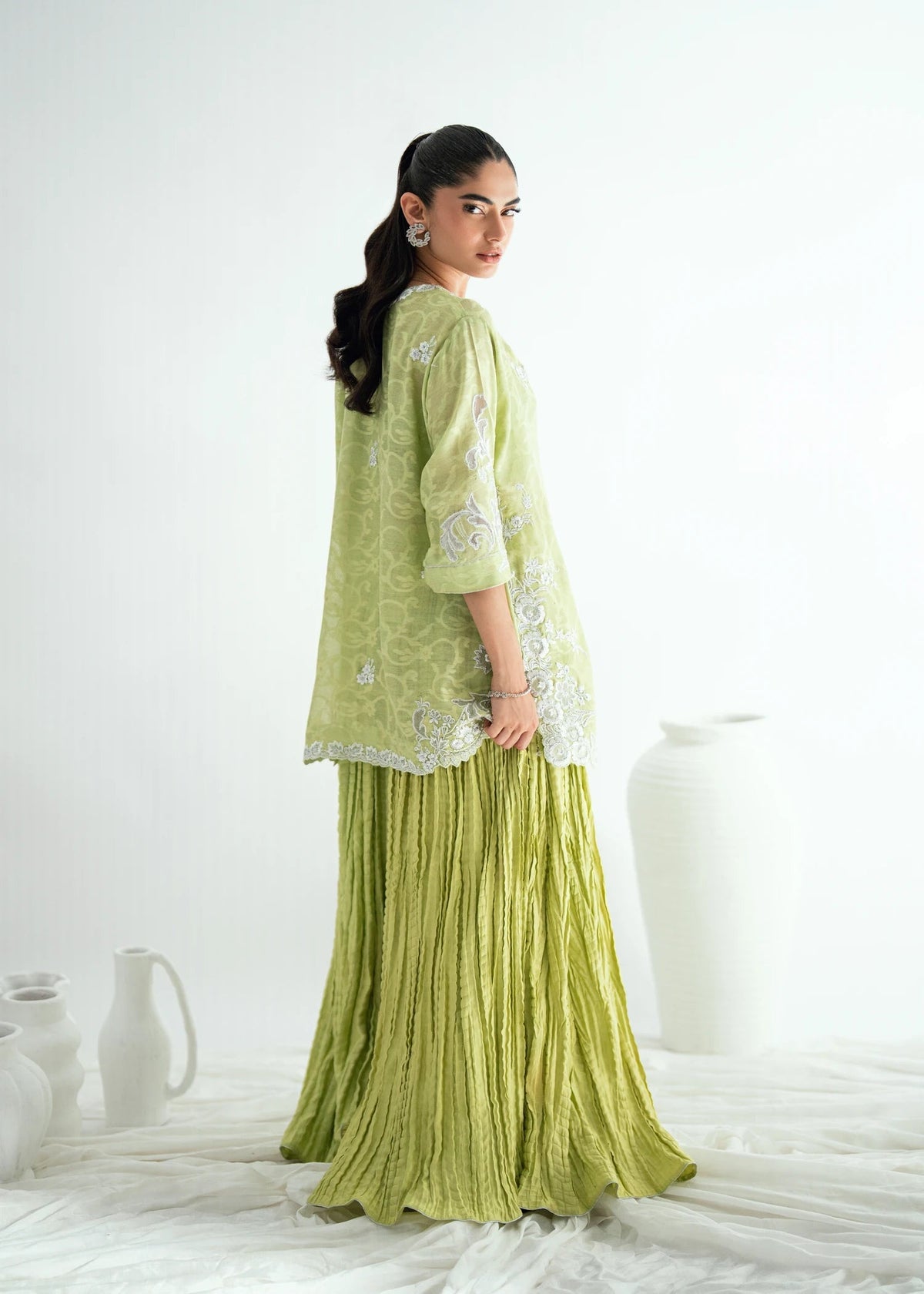 Umsha | Jardin De Luxe | Pistachio Mist by Umsha - Designer Dress  - Type : Ladies Clothes - Available at Libayah - 100% Original 