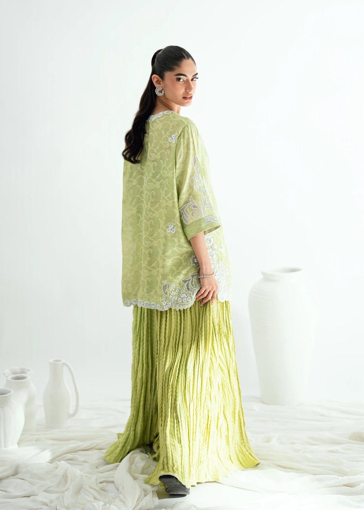 Umsha | Jardin De Luxe | Pistachio Mist by Umsha - Designer Dress  - Type : Ladies Clothes - Available at Libayah - 100% Original 