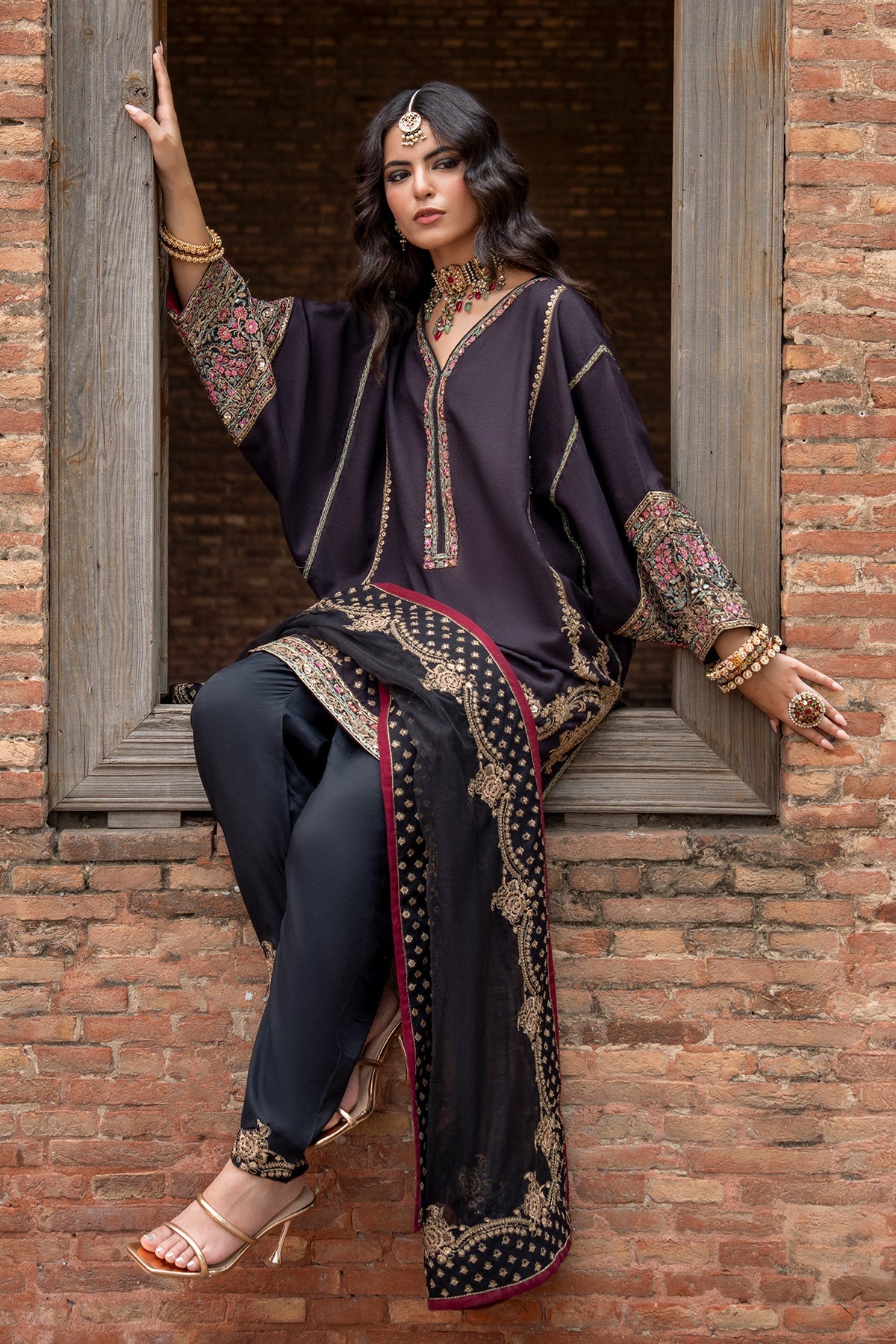 Charizma | Festive Pret | 3-PC Embroidered Raw Silk CMA-6-383 by Charizma - Designer Dress  - Type : Ladies Clothes - Available at Libayah - 100% Original 