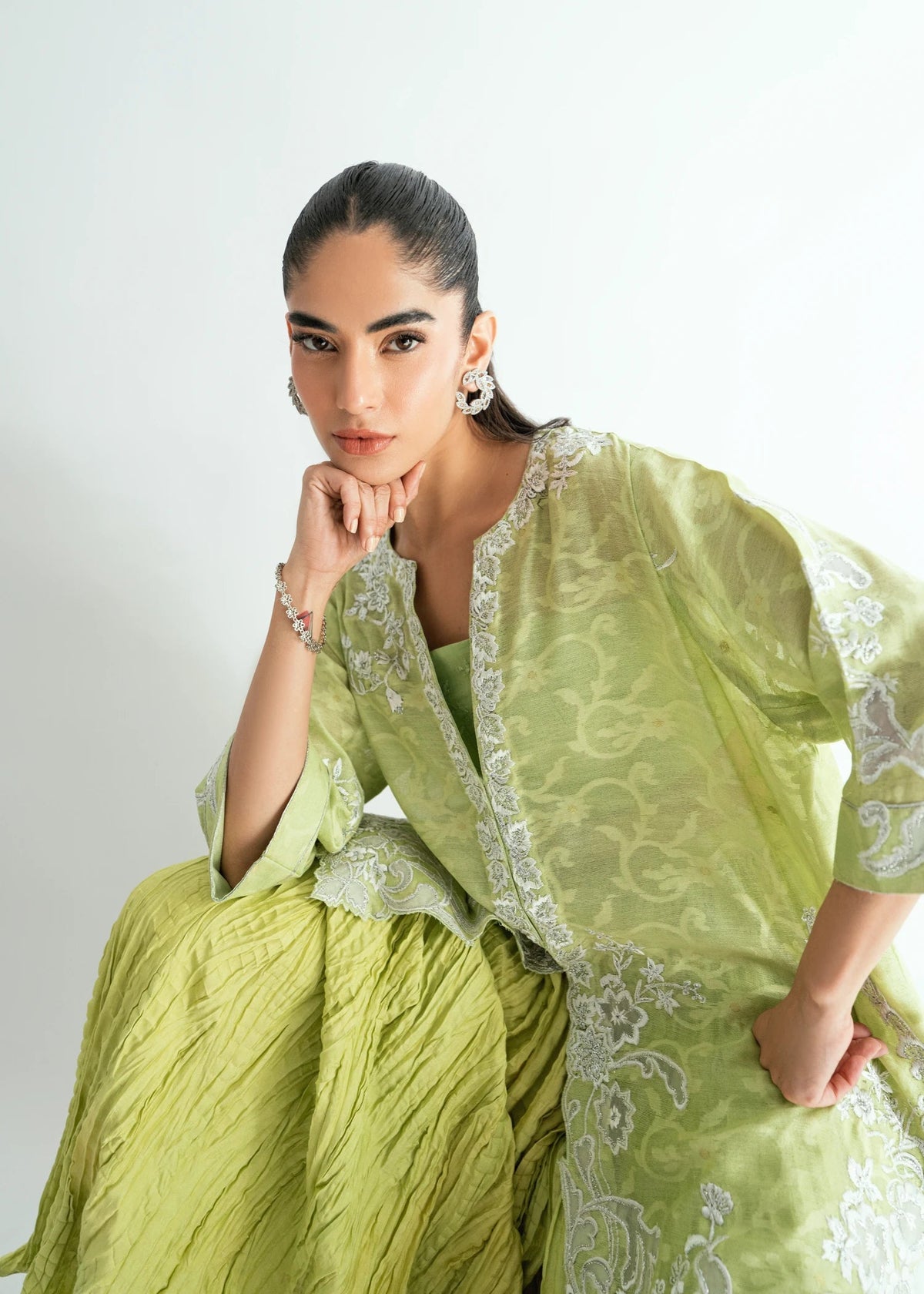 Umsha | Jardin De Luxe | Pistachio Mist by Umsha - Designer Dress  - Type : Ladies Clothes - Available at Libayah - 100% Original 
