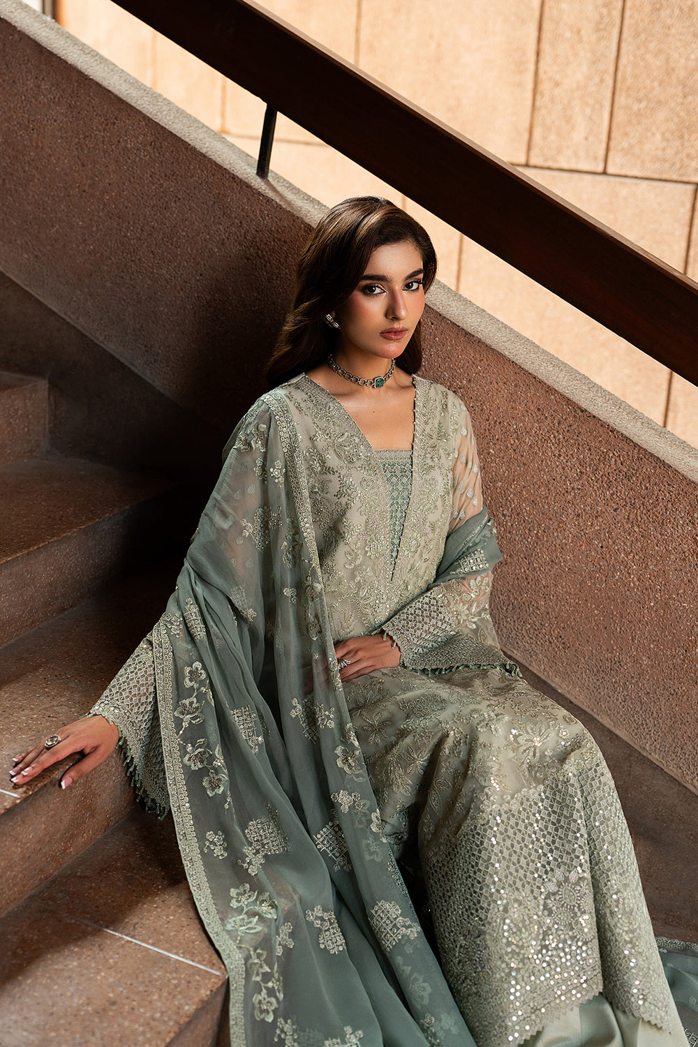 Lavish Premium | Lazawal Formals | PISTACHIO PEARL by Lavish Premium - Designer Dress  - Type : Ladies Clothes - Available at Libayah - 100% Original 