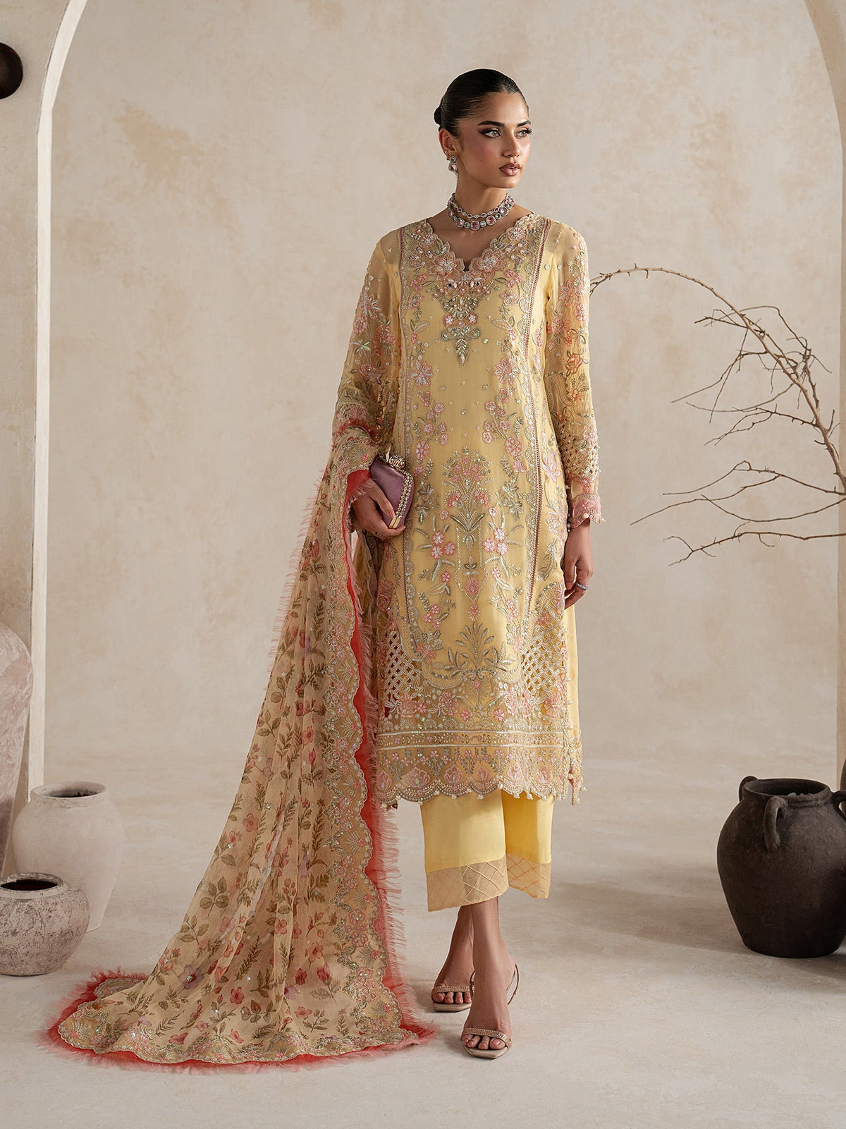 Gulaal | Inaaya Embroidered Chiffon 26 |Roselle by Gulaal - Designer Dress  - Type : Ladies Clothes - Available at Libayah - 100% Original 