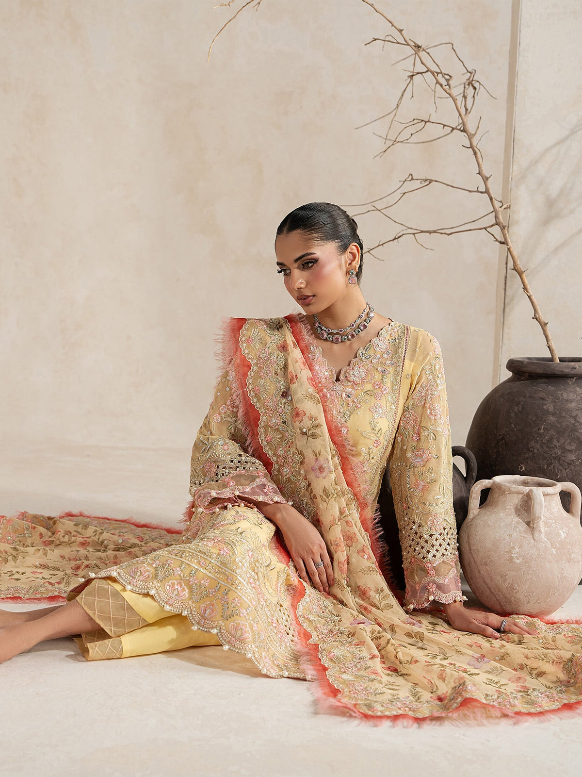 Gulaal | Inaaya Embroidered Chiffon 26 |Roselle by Gulaal - Designer Dress  - Type : Ladies Clothes - Available at Libayah - 100% Original 