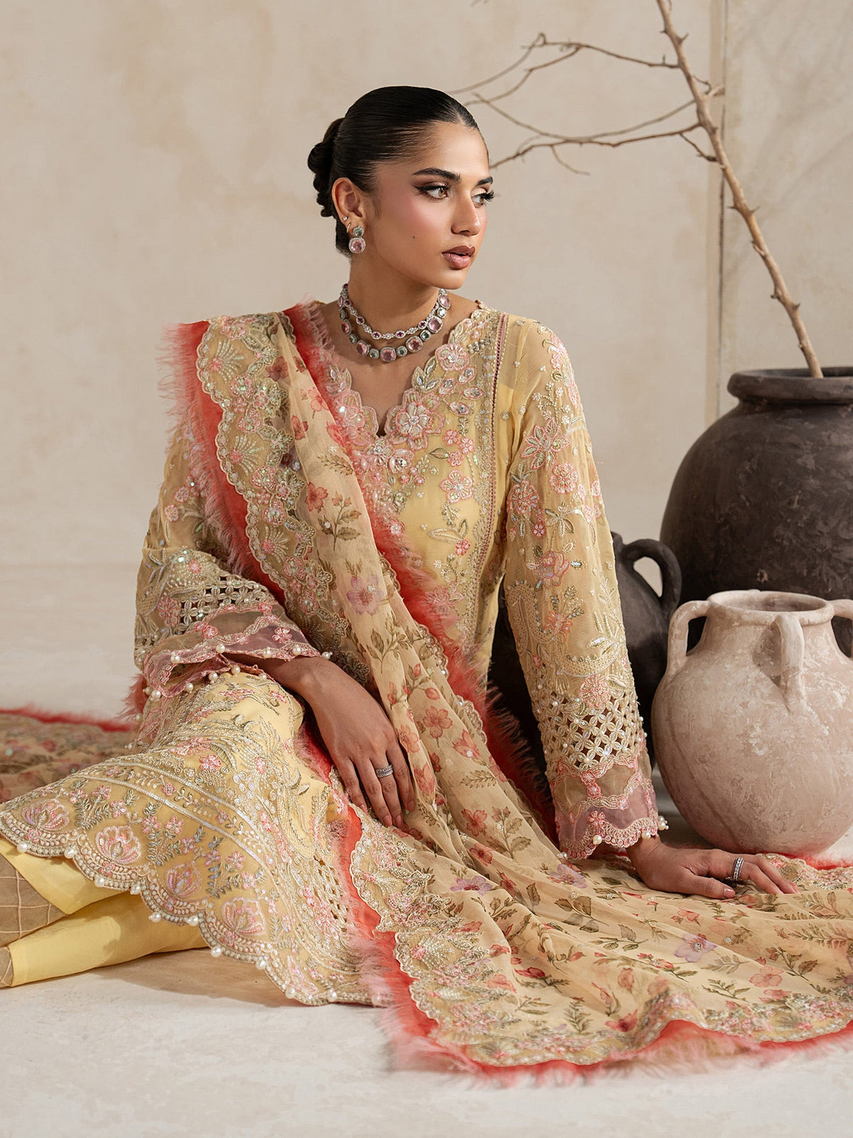 Gulaal | Inaaya Embroidered Chiffon 26 |Roselle by Gulaal - Designer Dress  - Type : Ladies Clothes - Available at Libayah - 100% Original 