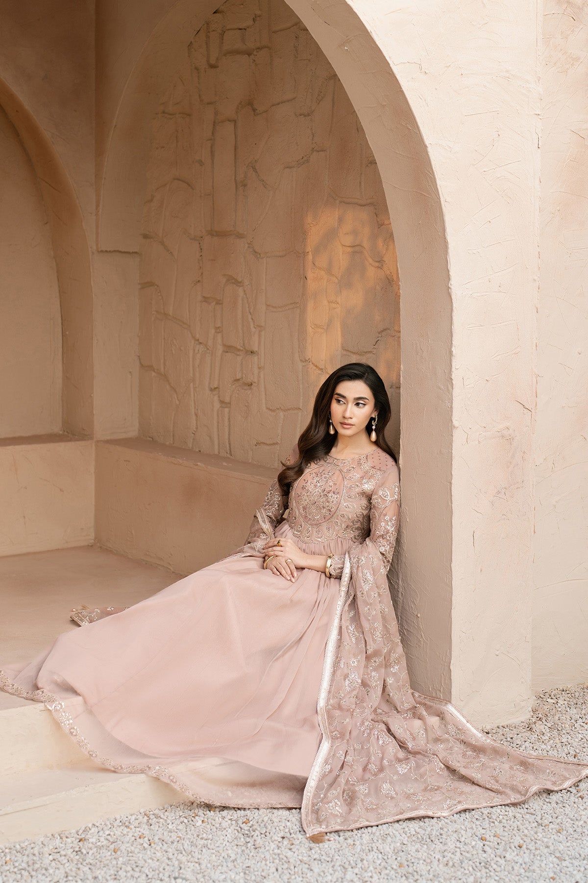 Alizeh | Ready to wear | Beige Dress 3 piece - RTW1027 by Alizeh - Designer Dress  - Type : Ladies Clothes - Available at Libayah - 100% Original 