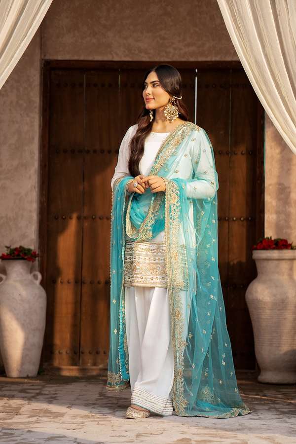 Erum Khan | Sakhiyan Formals | SUFAID PHOOL by Erum Khan - Designer Dress - Type: Formal - Available at Libayah - 100% Original
