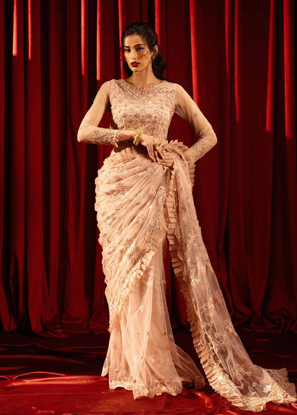 Paras by Pasha | Noor -e- Jahan Saree Collection | Shab-e-Gulabi by Paras by Pasha - Designer Dress - Type: Ladies Clothes - Available at Libayah - 100% Original