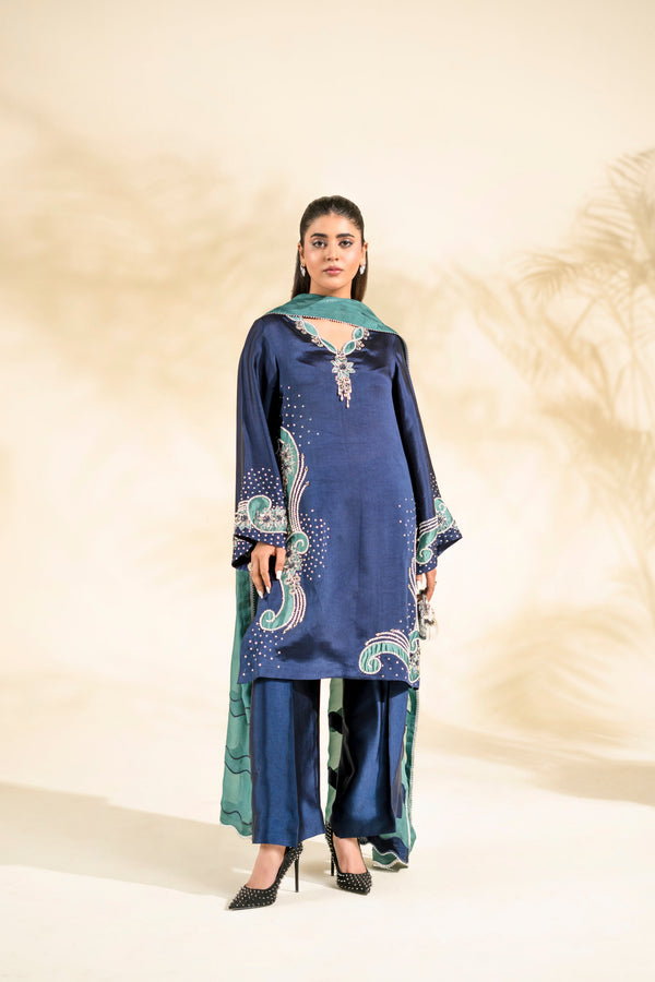 Faiza Faisal | Elara Luxury Pret | NAVY SERAPH - Designer Dress - Type : Ladies Clothes - Available at Libayah - 100% Original