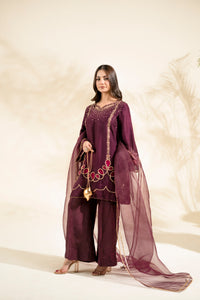 Faiza Faisal | Elara Luxury Pret | PLUM ROYALE - Designer Dress - Type : Ladies Clothes - Available at Libayah - 100% Original