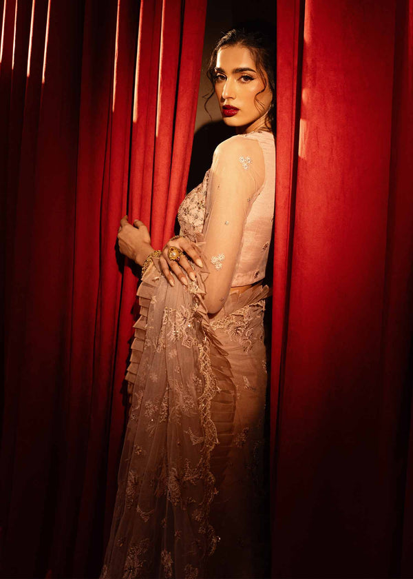 Paras by Pasha | Noor -e- Jahan Saree Collection | Shab-e-Gulabi by Paras by Pasha - Designer Dress - Type: Ladies Clothes - Available at Libayah - 100% Original