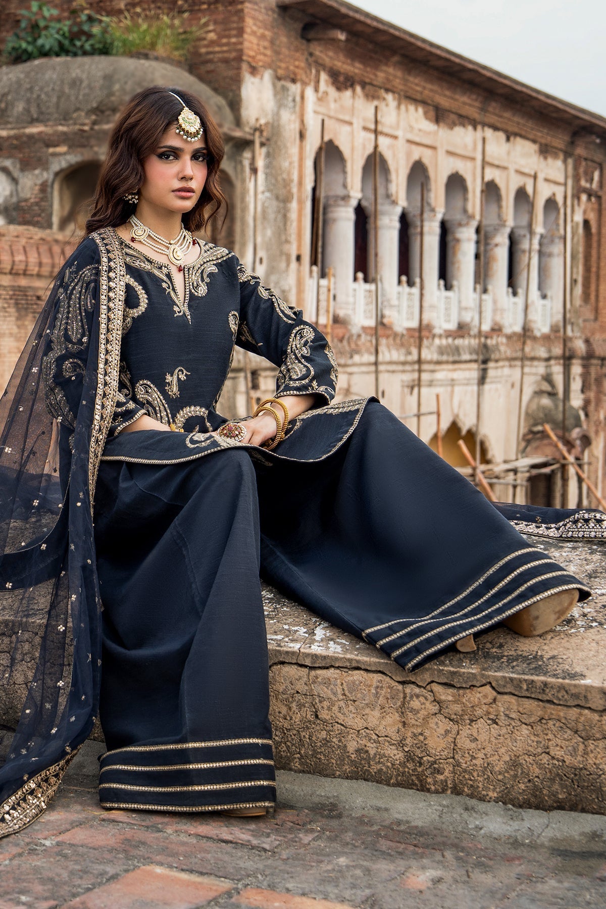 Charizma | Festive Pret | 3-PC Embroidered Raw Silk CMA-6-411 by Charizma - Designer Dress  - Type : Ladies Clothes - Available at Libayah - 100% Original 