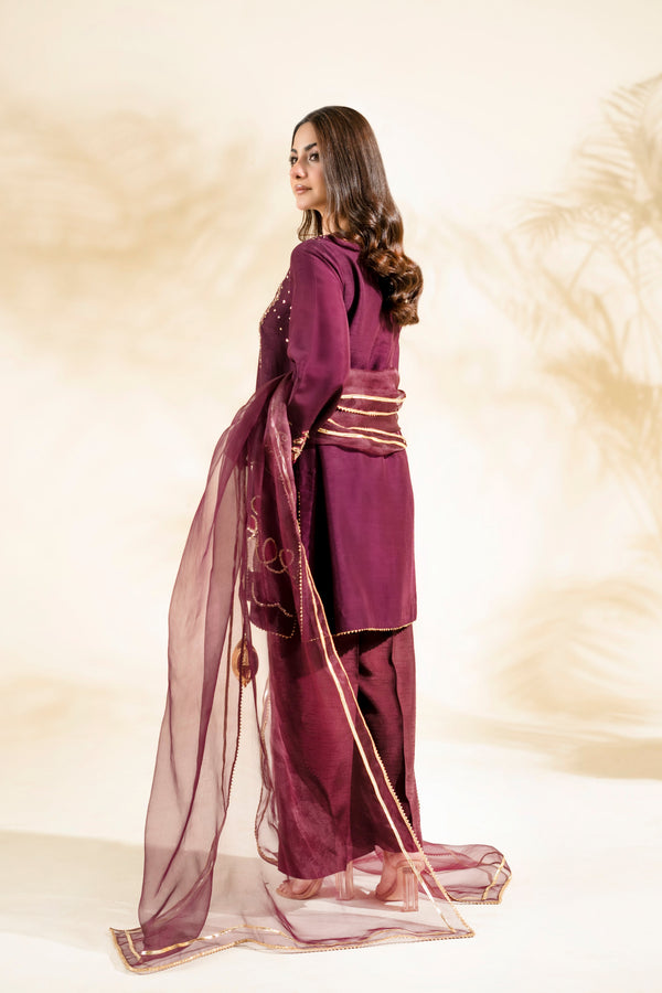 Faiza Faisal | Elara Luxury Pret | PLUM ROYALE - Designer Dress - Type : Ladies Clothes - Available at Libayah - 100% Original