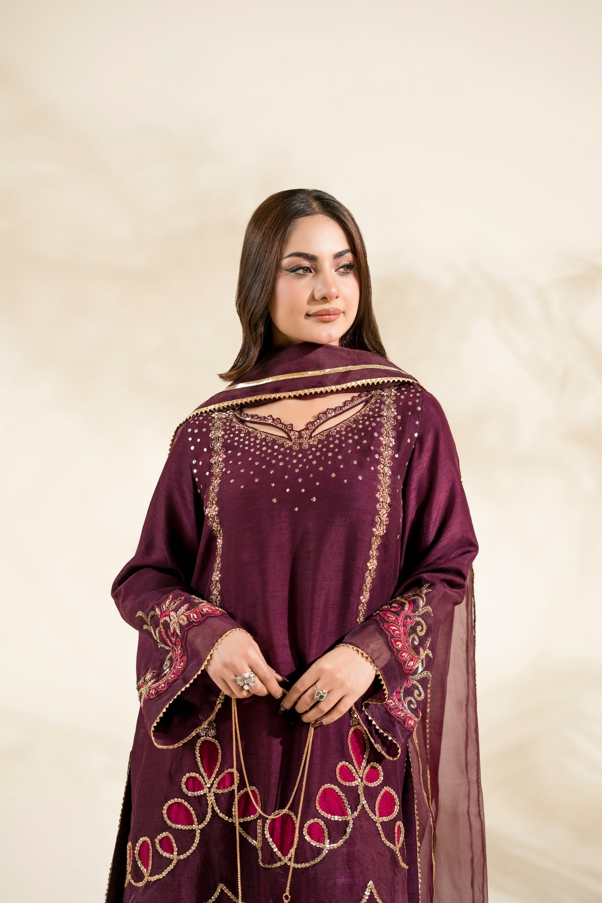 Faiza Faisal | Elara Luxury Pret | PLUM ROYALE - Designer Dress - Type : Ladies Clothes - Available at Libayah - 100% Original