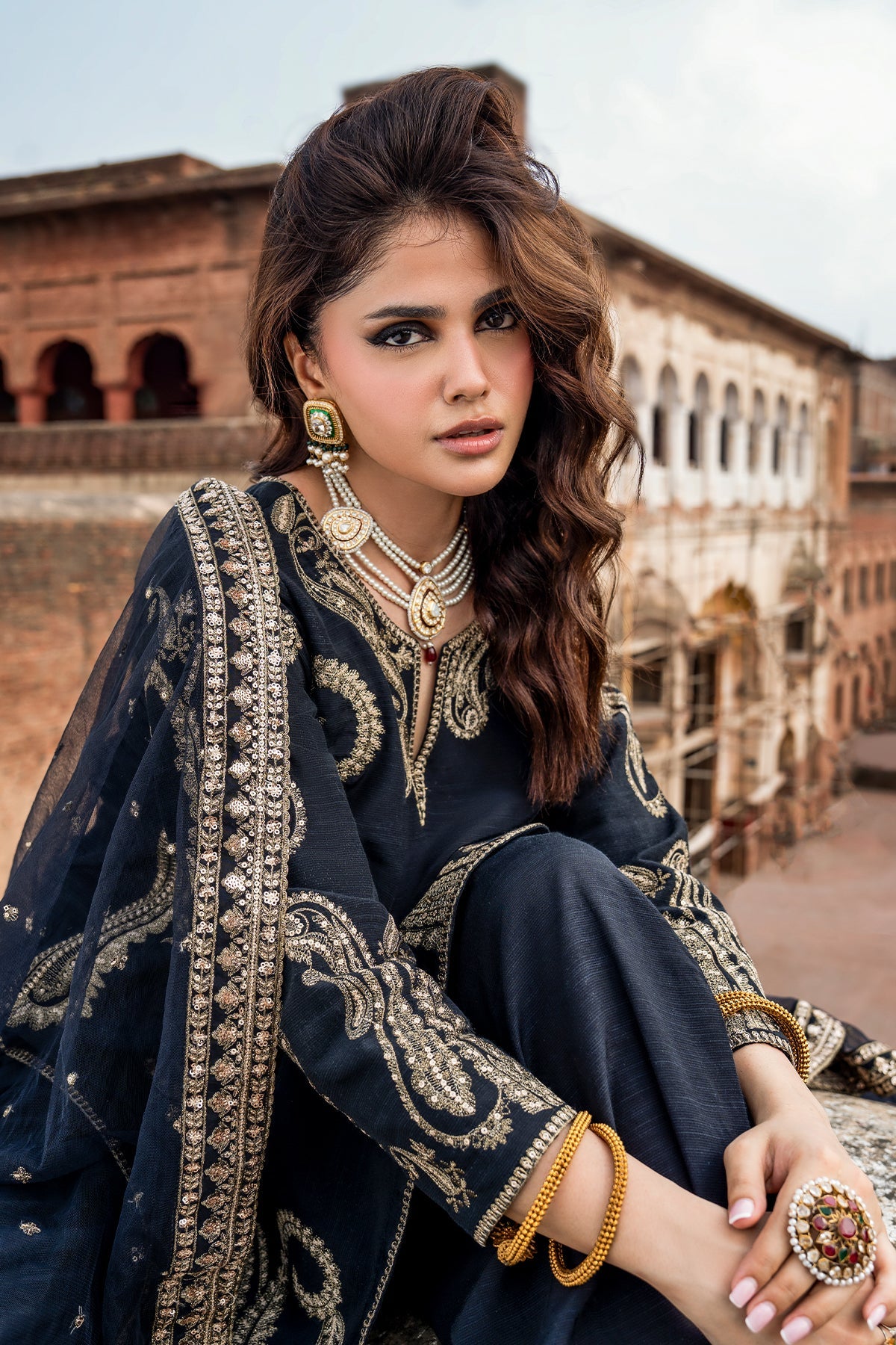 Charizma | Festive Pret | 3-PC Embroidered Raw Silk CMA-6-411 by Charizma - Designer Dress  - Type : Ladies Clothes - Available at Libayah - 100% Original 