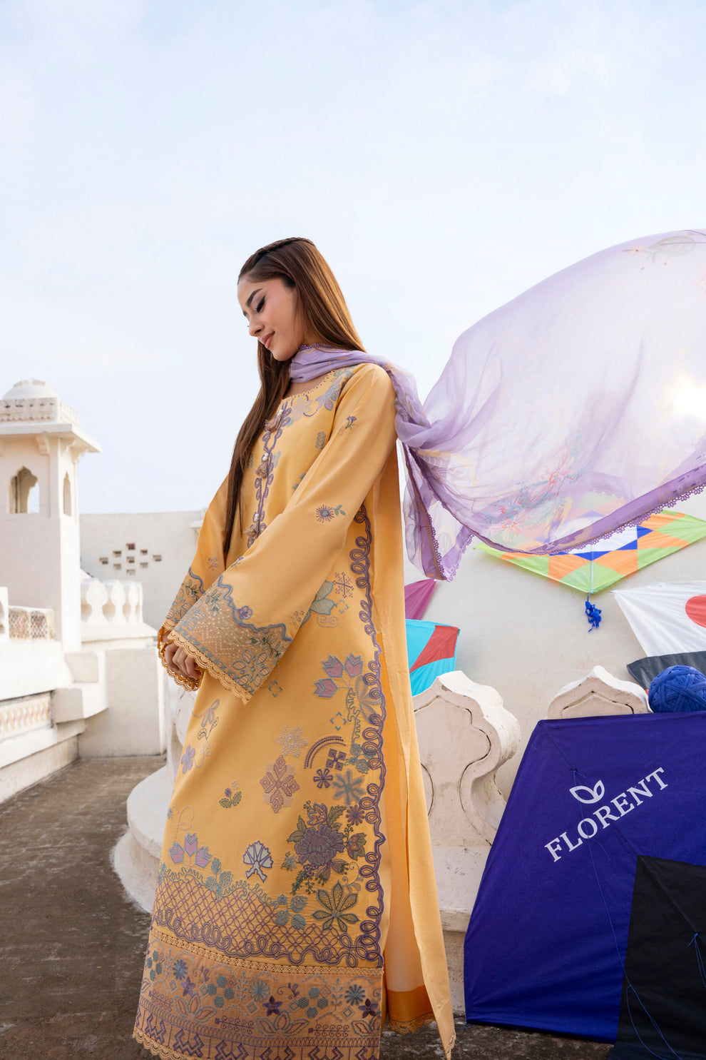 Florent | Basant Chikankari |FBC - 1B - by Libayah - Registered Vendor of : Florent - 100% Original Designer Dress